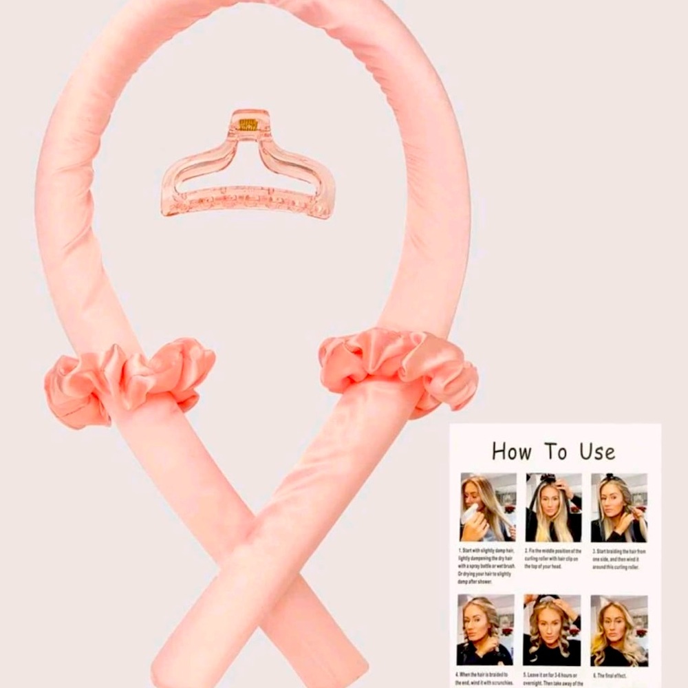 Heatless Hair curling set color Pink